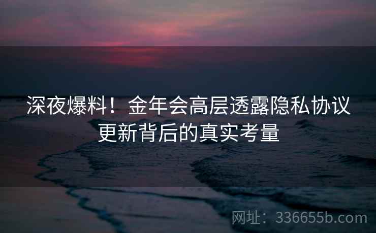 深夜爆料！金年会高层透露隐私协议更新背后的真实考量