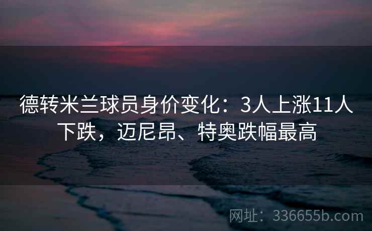 德转米兰球员身价变化：3人上涨11人下跌，迈尼昂、特奥跌幅最高