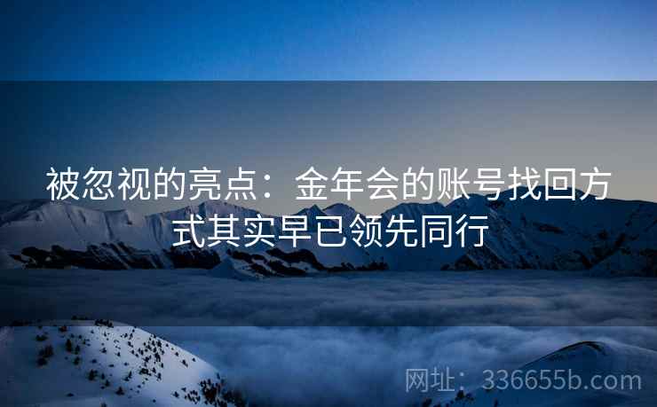 被忽视的亮点：金年会的账号找回方式其实早已领先同行
